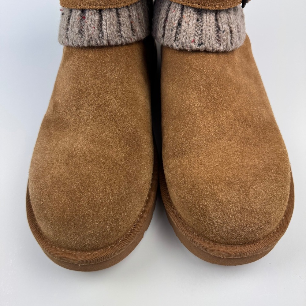 UGG Cambridge 1003175 Womens 10 Chestnut Suede Knit Cuff Buckle Boots - Picture 11 of 14